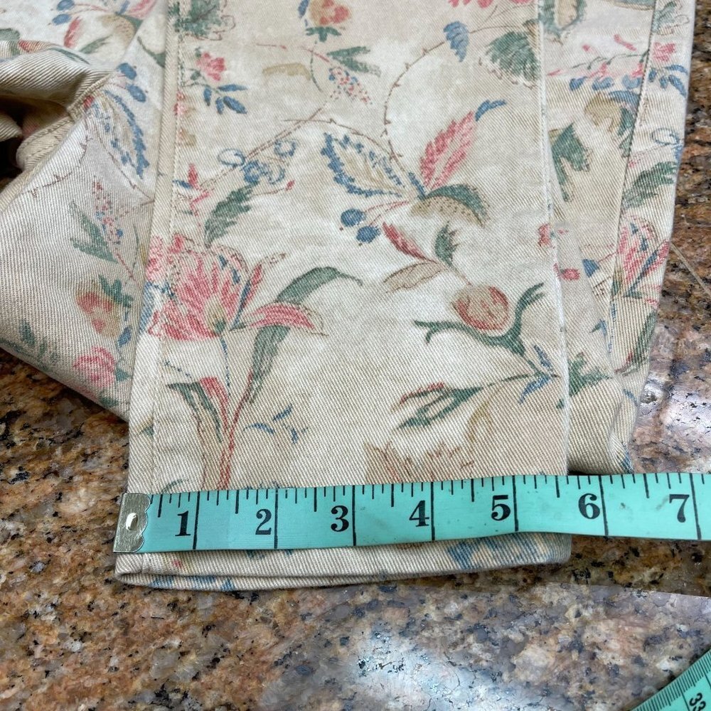 Ralph Lauren Women Floral Beige Pants Premier Skinny Ankle 5 Pockets Size 8 - Picture 8 of 14